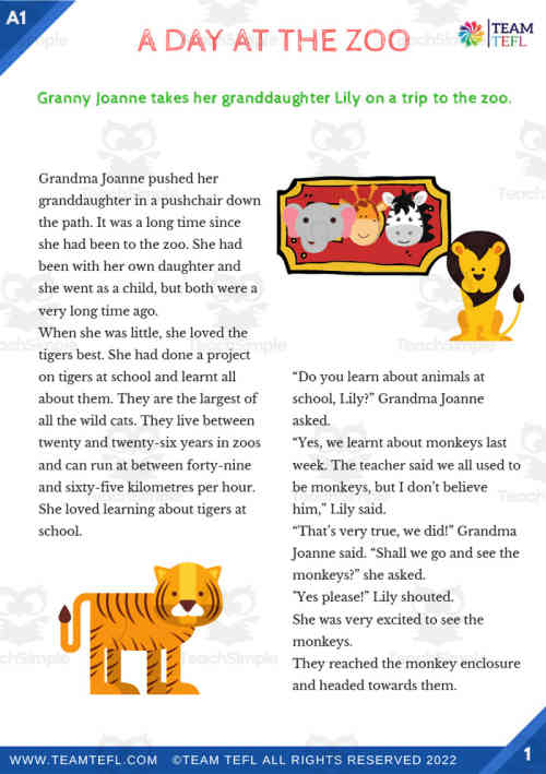 A Trip To The Zoo Short Story | Beginner Lesson Plan by Teach Simple A Trip To The Zoo Short Story | Beginner Lesson Plan by Teach Simple