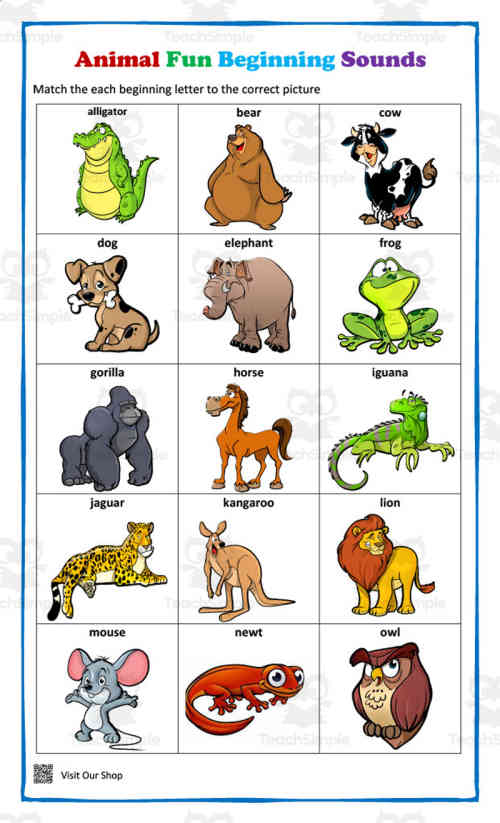 Animal Fun Beginning Sounds by Teach Simple Animal Fun Beginning Sounds by Teach Simple