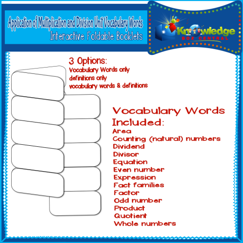 Application of Multiplication and Division Unit Vocabulary ...