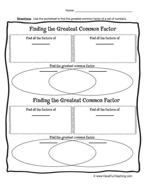 Blank Greatest Common Factor Worksheet by Teach Simple
