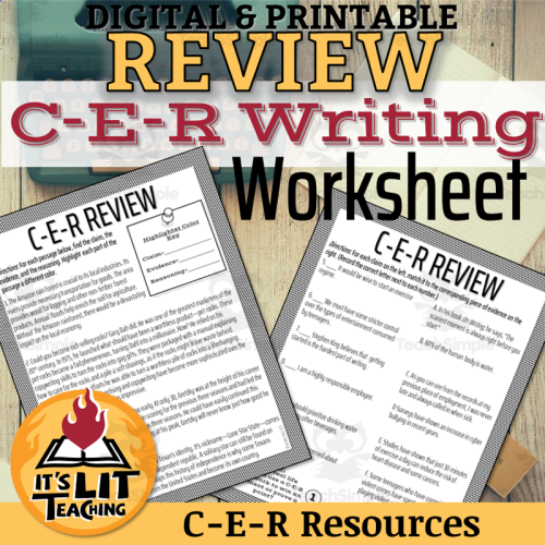 C-E-R Writing Review Worksheet (Claim, Evidence, Reasoning ...