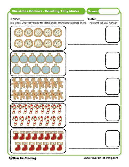 Christmas Cookies Counting Tally Marks Worksheet by Teach Simple