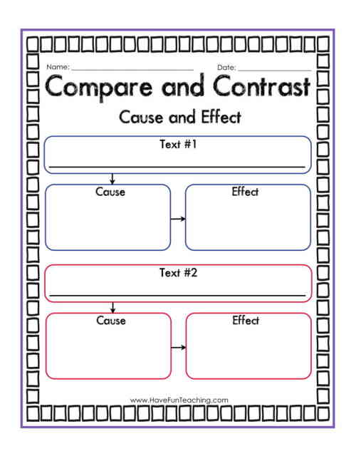 Compare and Contrast Cause and Effect Graphic Organizer ...