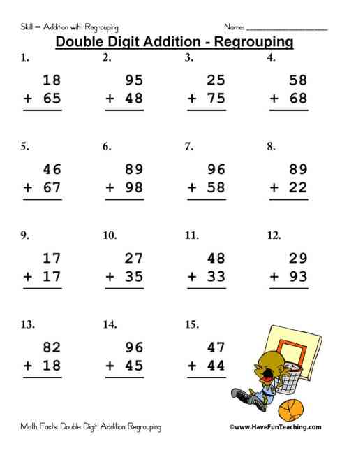 Double Digit Addition With Regrouping Worksheet Pack by Teach ...