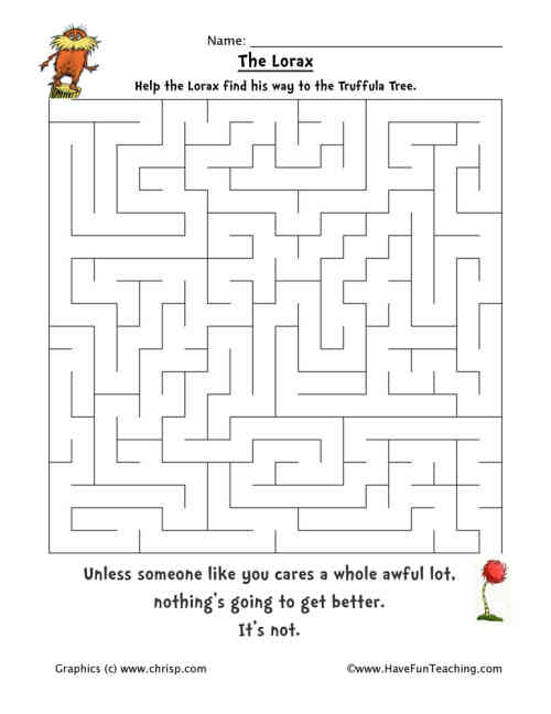Dr. Seuss The Lorax Maze by Teach Simple
