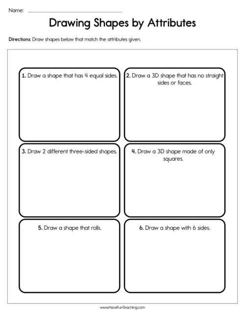 drawing shapes by attributes worksheet by teach simple