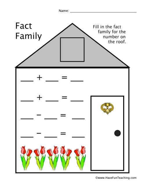 Fact Family Worksheet by Teach Simple