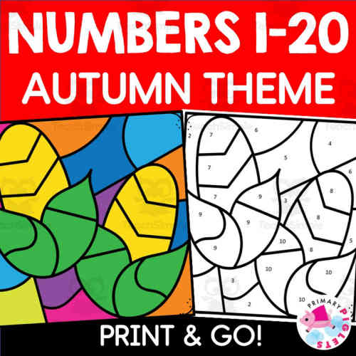 FALL COLOR BY NUMBER CODE MATH COLORING WORKSHEETS by Teach ...