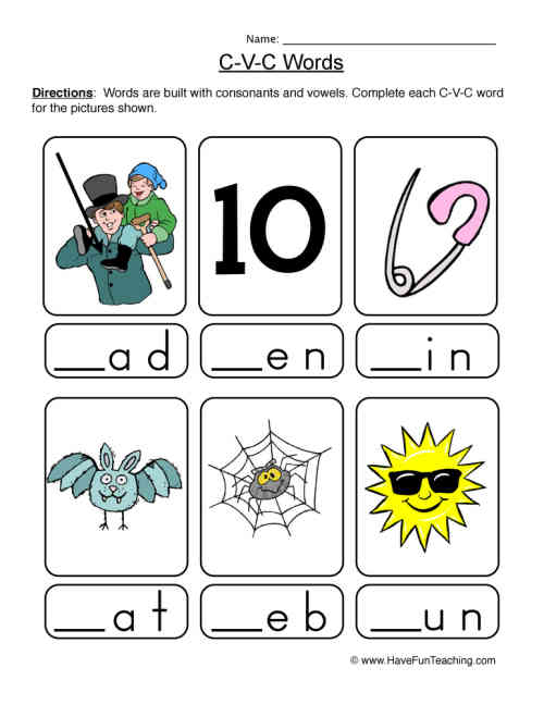 Fill in the Beginning Letter CVC Words Worksheet by Teach ...