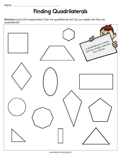 Finding Quadrilaterals Worksheet by Teach Simple