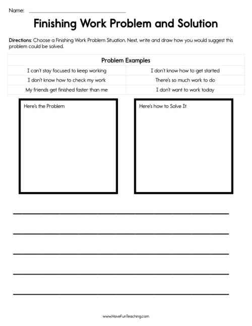 Finishing Work Problem Solution Worksheet by Teach Simple