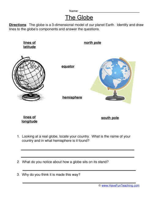 Globes Worksheet by Teach Simple