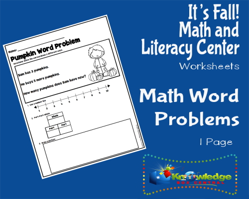 It's Fall! Kindergarten Math & Literacy Center: Math Word ...