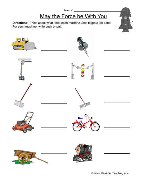 Labeling Force and Motion Worksheet by Teach Simple