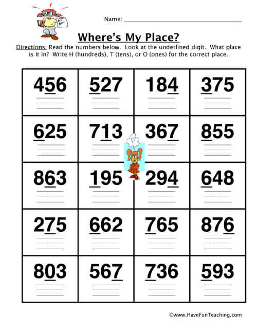 Labeling Place Value Worksheet by Teach Simple