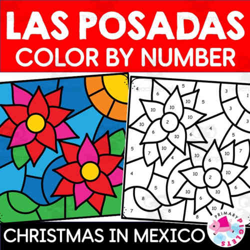 LAS POSADAS COLOR BY NUMBER CODE CHRISTMAS IN MEXICO COLORING PAGES