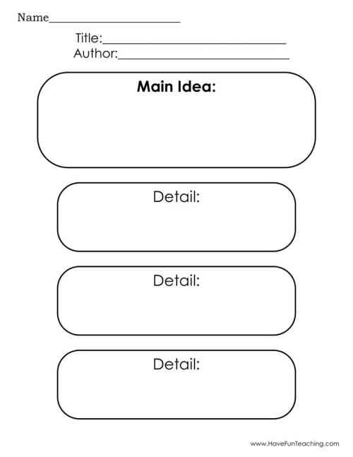 Main Idea and Three Details Graphic Organizer Worksheet by ...