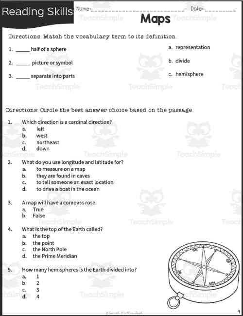 Map and Globe Skills for 3rd - 5th Grade Reading Packet by ...