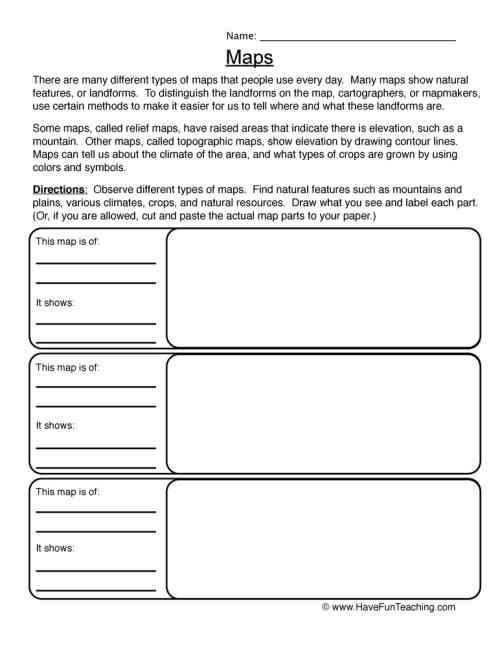 Maps Worksheet by Teach Simple