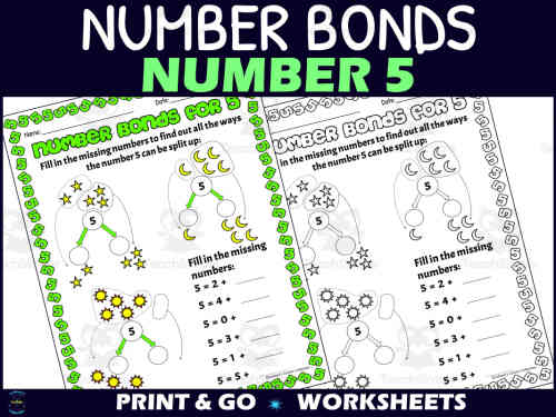 Number Bonds for 5 Worksheets by Teach Simple