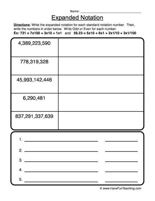Place Value Expanded Form Worksheet by Teach Simple