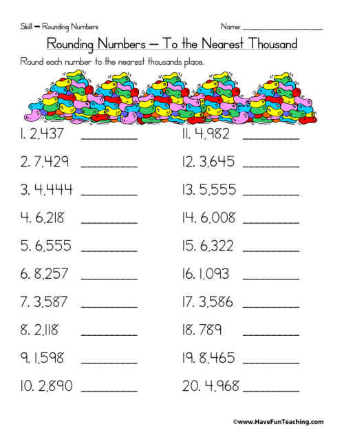 Rounding to the Nearest Thousand Worksheet by Teach Simple