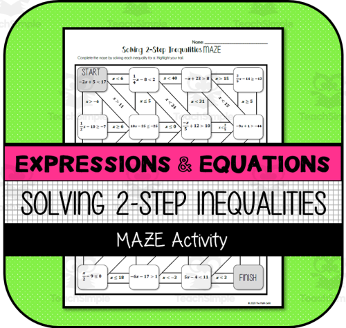 Solving 2-Step Inequalities MAZE Activity by Teach Simple
