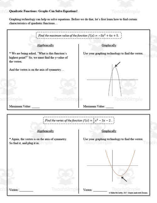Solving Quadratic Functions by Graphing Guided Notes + ...