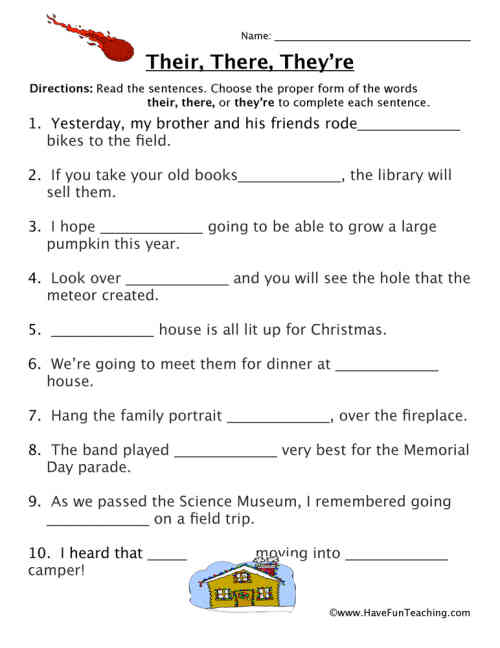 their there they re fill in the blank homophones worksheet by teach simple