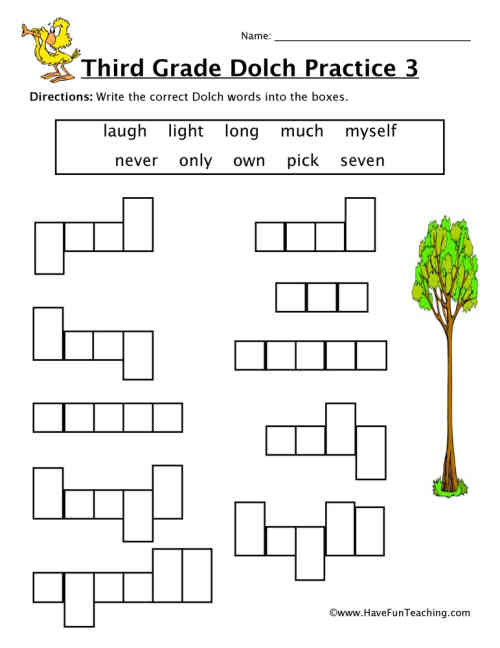 Third Grade Sight Words L to S Worksheet by Teach Simple