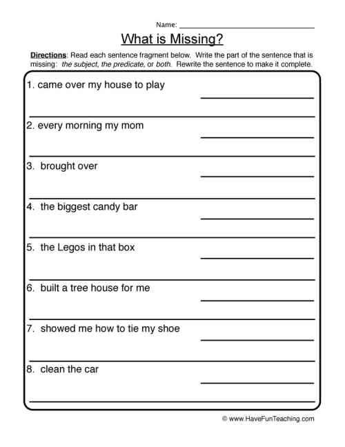 What is Missing? Complete Incomplete Sentences Worksheet by ...