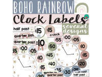 Boho Clock Labels - Boho Rainbow Classroom Decor by Teach Simple