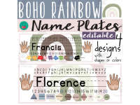 Boho Name Plates - Editable Boho Rainbow Classroom Decor by ...