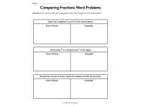 Comparing Fractions Word Problems Worksheet by Teach Simple