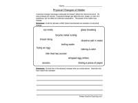 Physical Changes Matter Worksheet by Teach Simple