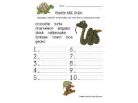 Reptiles Alphabetical Order Worksheet by Teach Simple