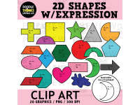 2D Shapes Clip Art with Expression | Geometric Shapes Graphics preview