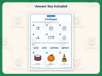 3D Shapes Worksheet – 1st Grade Geometry Practice + Answer Key preview 3