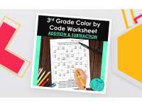 3rd Grade Color by Code Math Worksheet - Addition and Subtraction preview