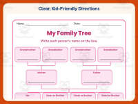 4 Children Family Tree Worksheet – Kindergarten Grammar Practice preview 4