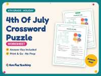 4th Of July Crossword Puzzle Worksheet – 4th Grade Holiday Practice preview