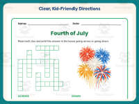4th Of July Crossword Puzzle Worksheet – 4th Grade Holiday Practice preview 4