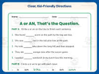A, An Article Worksheet – 2nd Grade Articles Practice + Answer Key preview 4