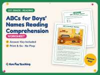 ABCs for Boys’ Names Reading Comprehension Worksheet – 1st Grade preview