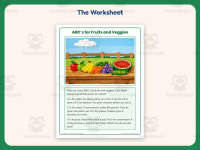 ABCs for Fruits and Veggies Reading Worksheet – 1st Grade Practice preview 2