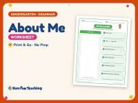 About Me Worksheet – Kindergarten Back to School & Character Education preview