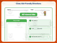 About Me Worksheet – Kindergarten Back to School & Character Education preview 4