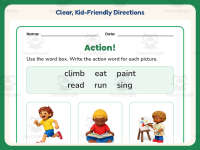 Action Words Worksheet – 1st Grade Vocabulary Practice + Answer Key preview 4