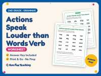 Actions Speak Louder than Words Verb Worksheet – 2nd Grade Verbs preview
