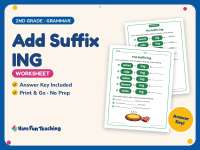 Add Suffix ING Worksheet – 2nd Grade Suffixes Practice + Answer Key preview
